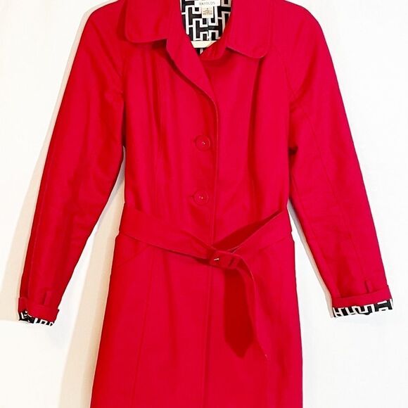 Harold’s Red Belted Mod Length Trench Coat 8 - Picture 3 of 9